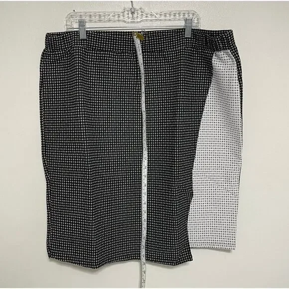 JESSICA LONDON Black and White Box Plaid Faux Wrap Skirt Size 18/20 NWT - Picture 2 of 10